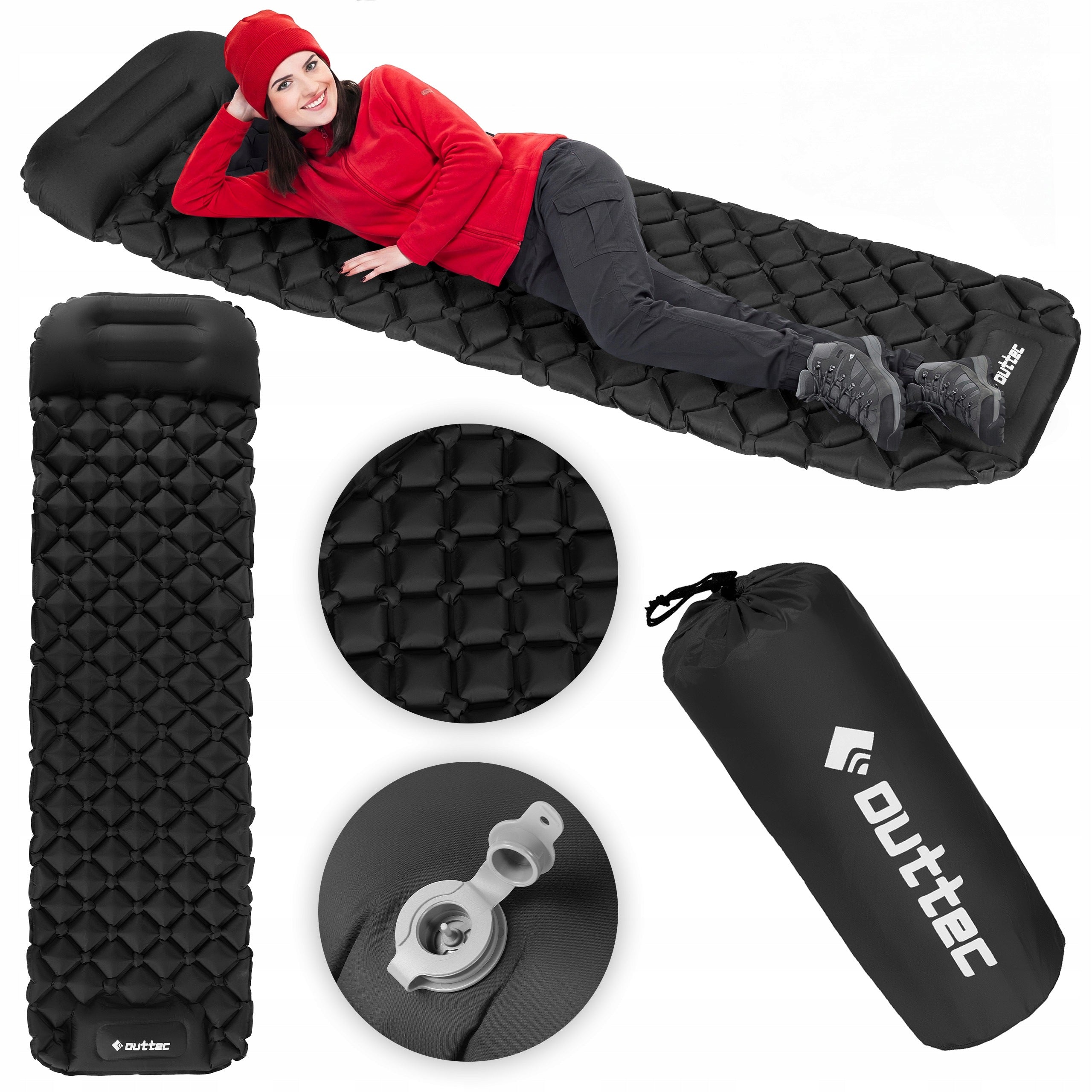 HIKING MAT INFLATABLE TREKKING MAT LIGHT 238X70X5CM OUTTEC