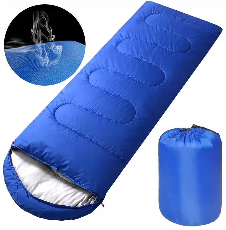 HIKING SLEEPING BAG 210x70 cm WARM MUMMY DUVET LIGHT 2in1 HOOD COVER
