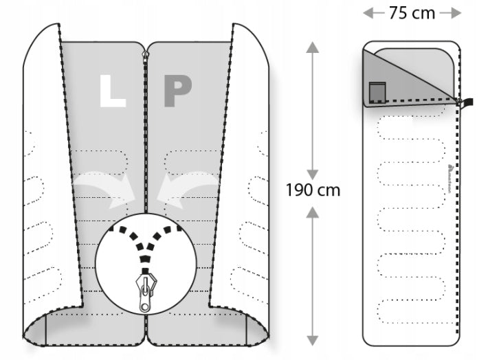 HIKING SLEEPING BAG DUVET WITH COVER METEOR DREAMER L 190x75 left warm Manufacturer code 81119