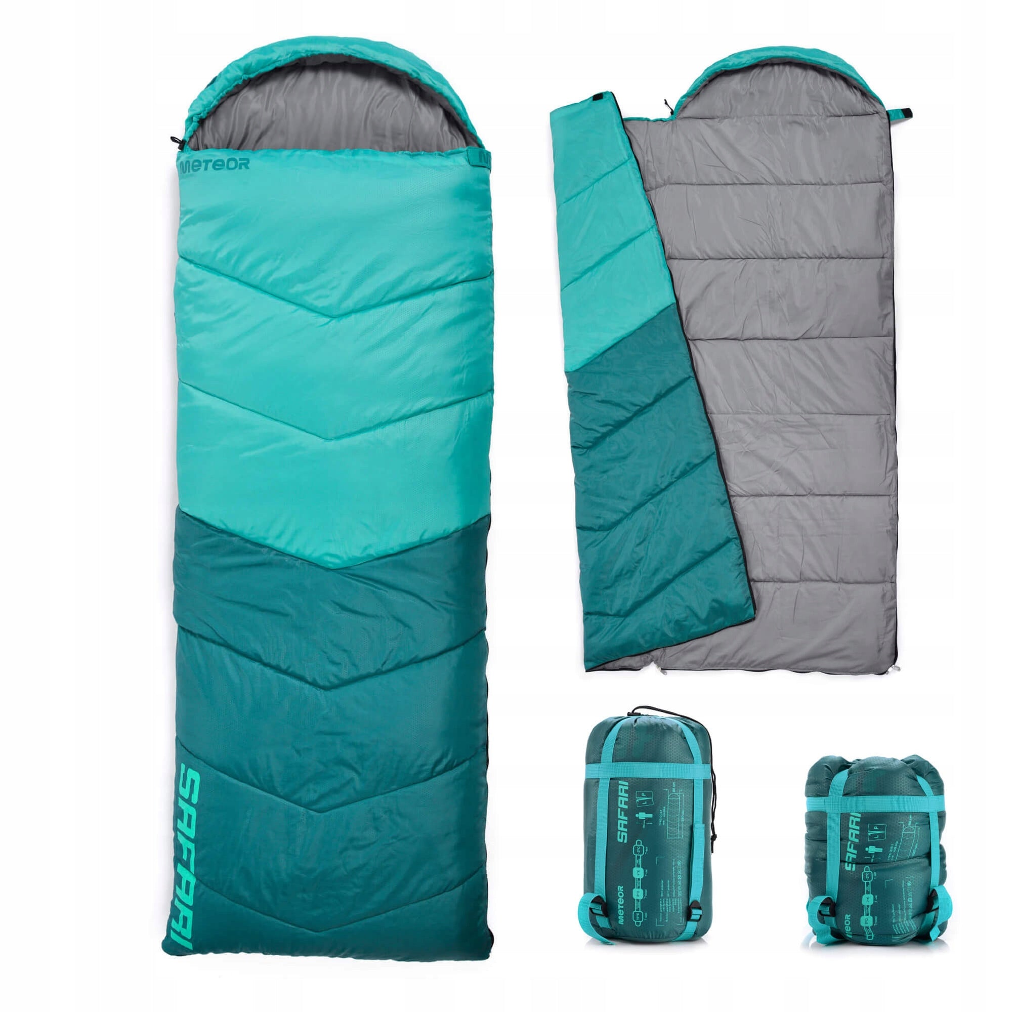 HIKING SLEEPING BAG FOR TENT QUILT WITH HOOD LIGHT METEOR 220x80 LEFT