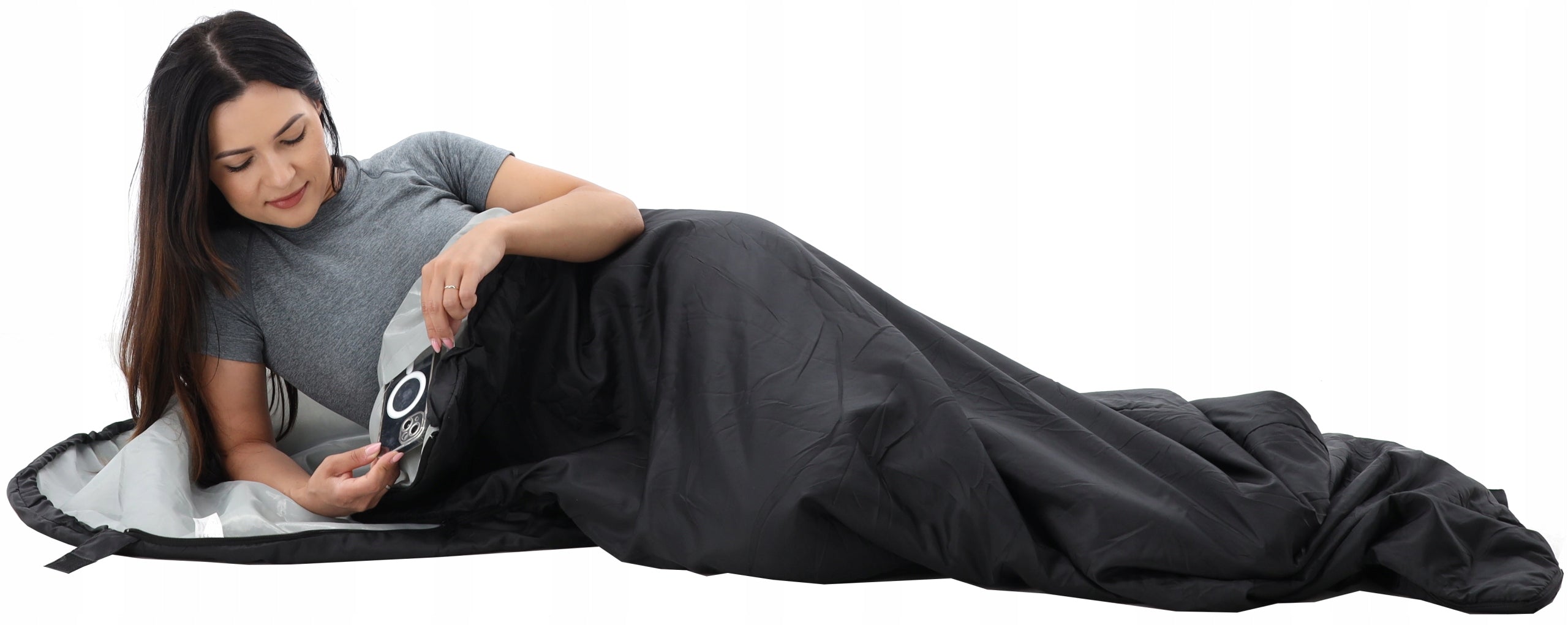 HIKING SLEEPING BAG LIGHT MUMMY HOOD 215CM WARM DUVET + COVER Manufacturer code CAM9363