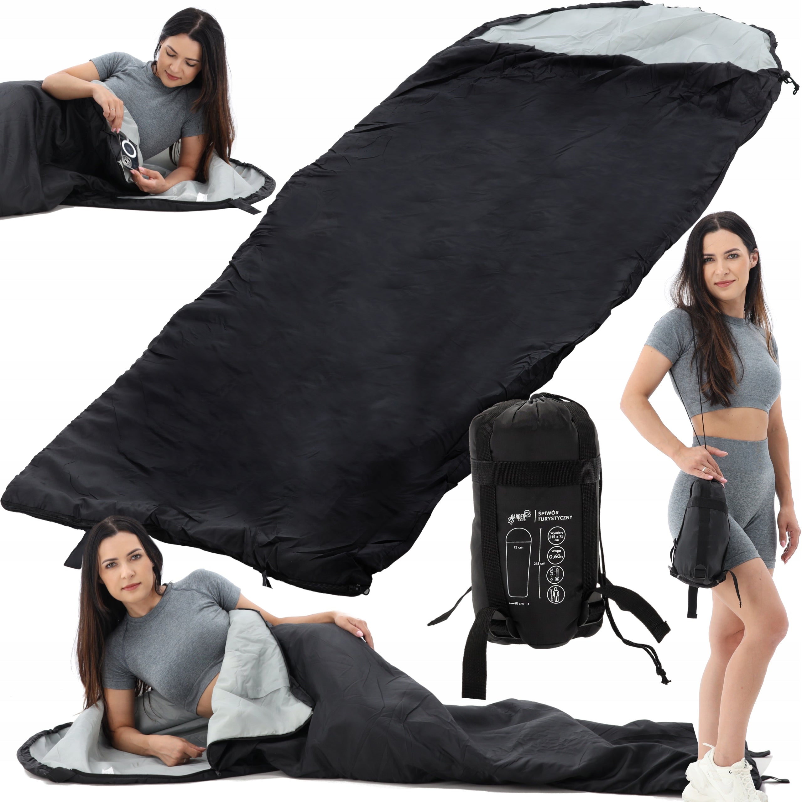 HIKING SLEEPING BAG LIGHT MUMMY HOOD 215CM WARM DUVET + COVER