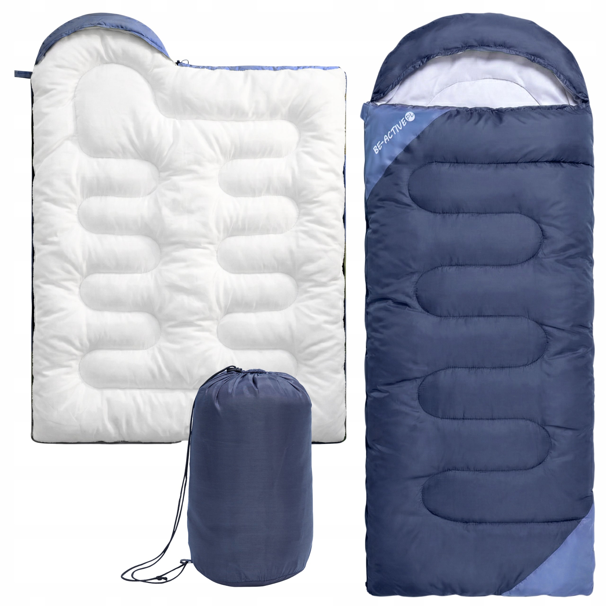 HIKING SLEEPING BAG MUMMY WARM LIGHTWEIGHT DUVET WITH HOOD 210cm COVER 2in1