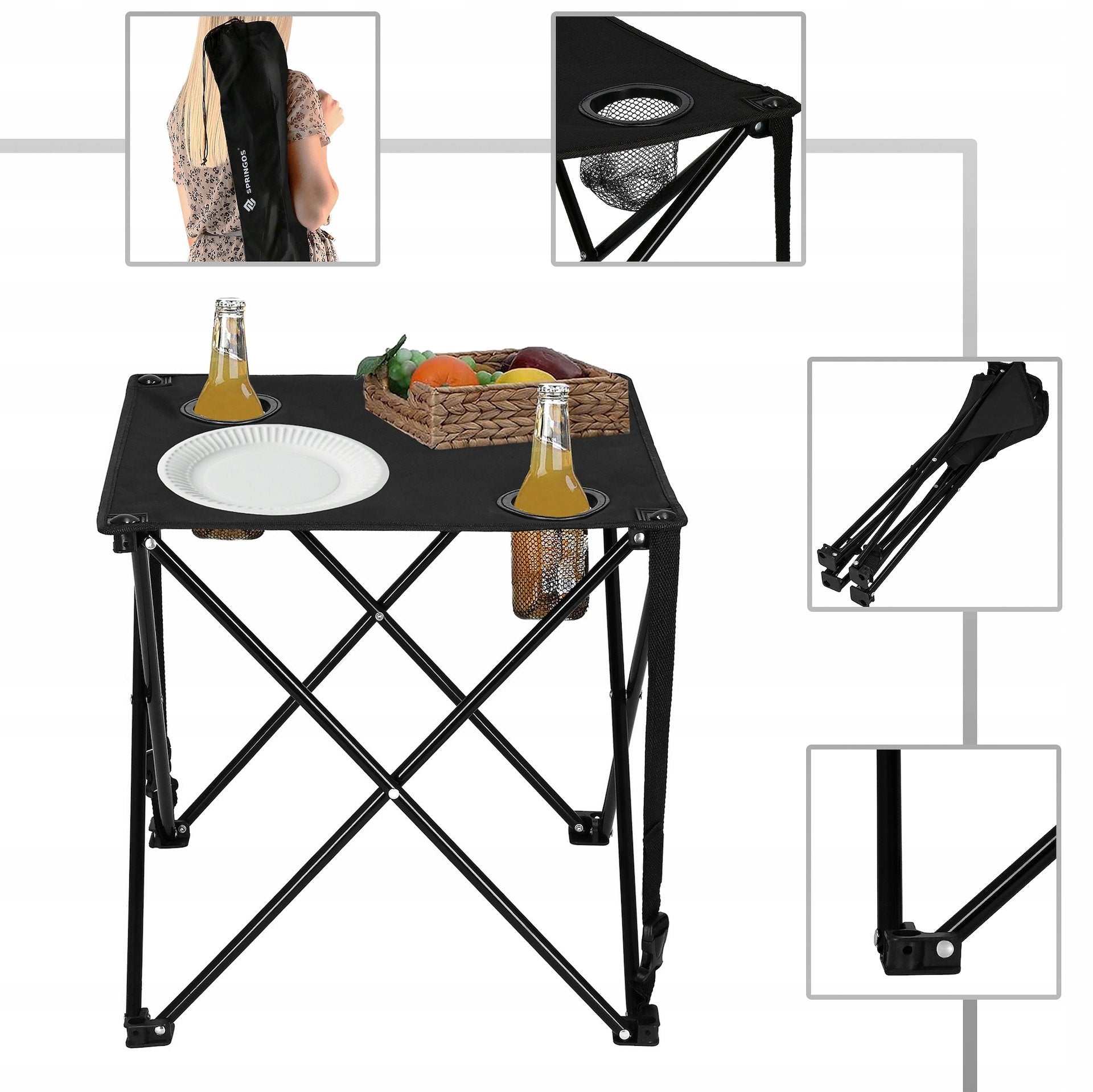 HIKING TABLE FOLDING ON THE BALCONY CAMPING UNDER THE TENT +2 CHAIRS Brand Springos