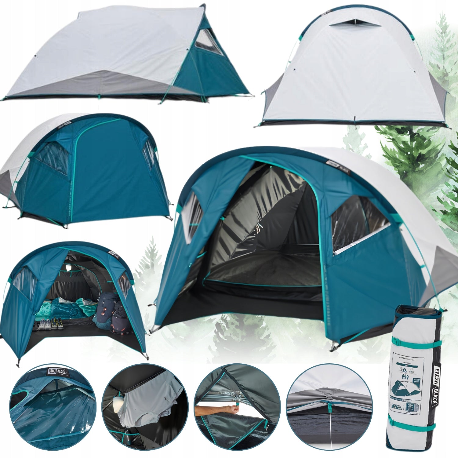 HIKING TENT LARGE LIGHTWEIGHT CAMPING WATERPROOF 3 PERSON DURABLE