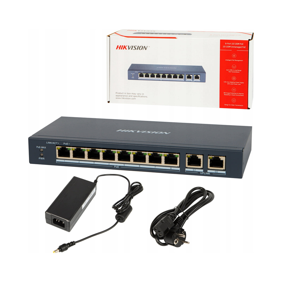 HIKVISION PoE SWITCH 8x POE 2x LAN 100Mps for cameras