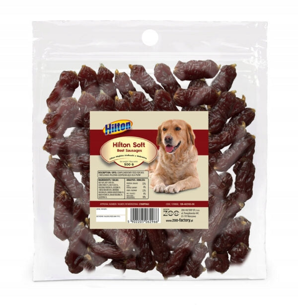 HILTON SOFT SAUSAGES FOR DOGS WITH BEEF 500G + SAUSAGES WITH DUCK 500G Flavor beef