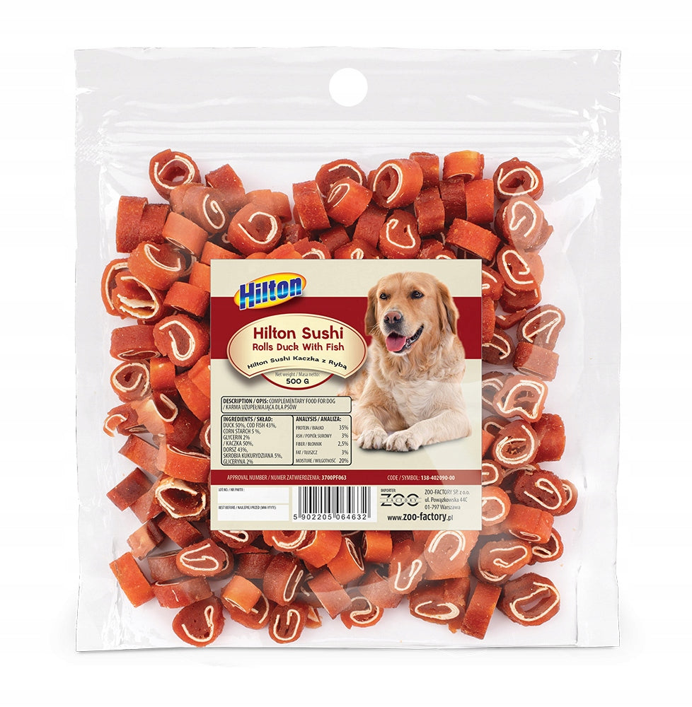 HILTON SUSHI ROLLSY DUCK WITH FISH DOG TREATS 500g