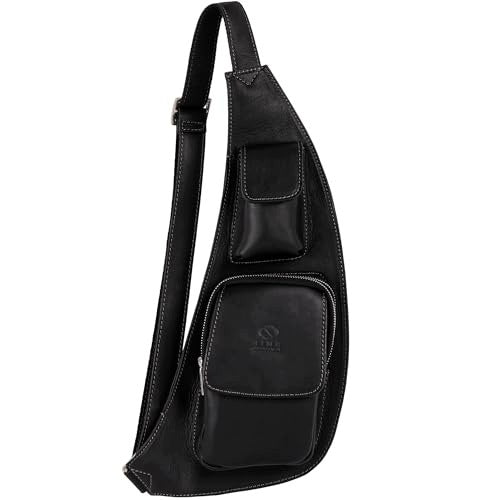 HIP BAG LEATHER MEN'S WOMAN ITALIAN LEATHER BLACK leather Brand no brand