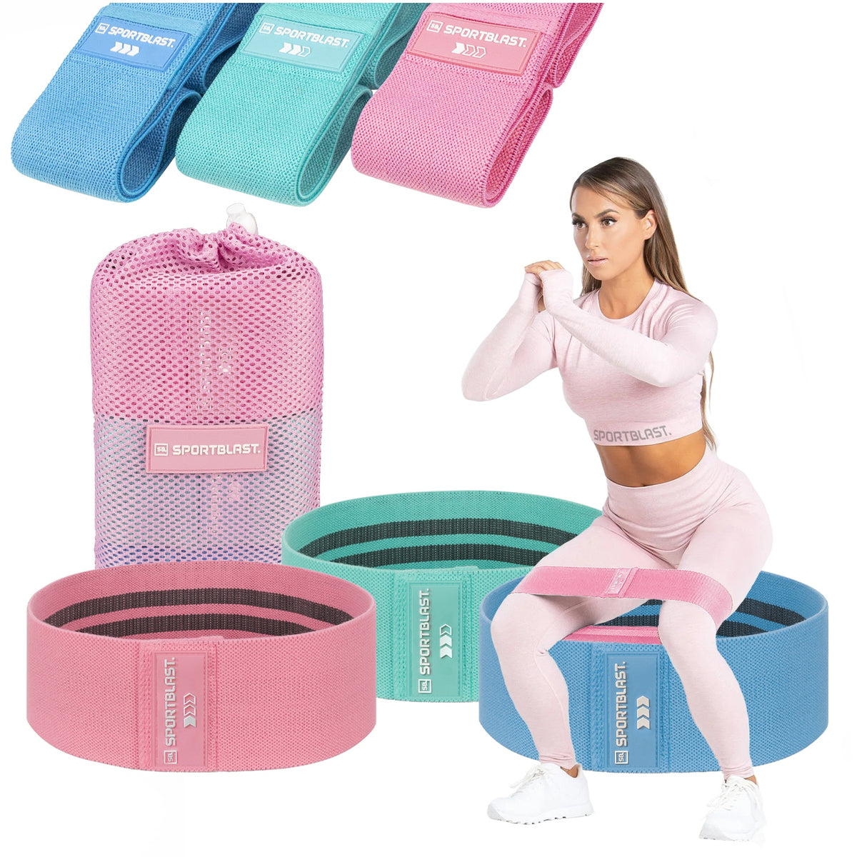 HIP BAND Material Tapes for Exercise FITNESS Resistance Rubber BAG 3pcs