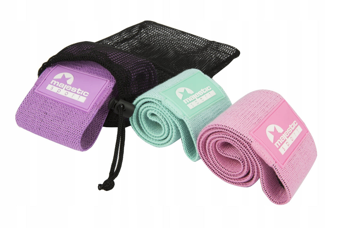 HIP BAND SET, MATERIAL TAPES, 3 PCS. FOR EXERCISE SPORTS GYM Color multicolor