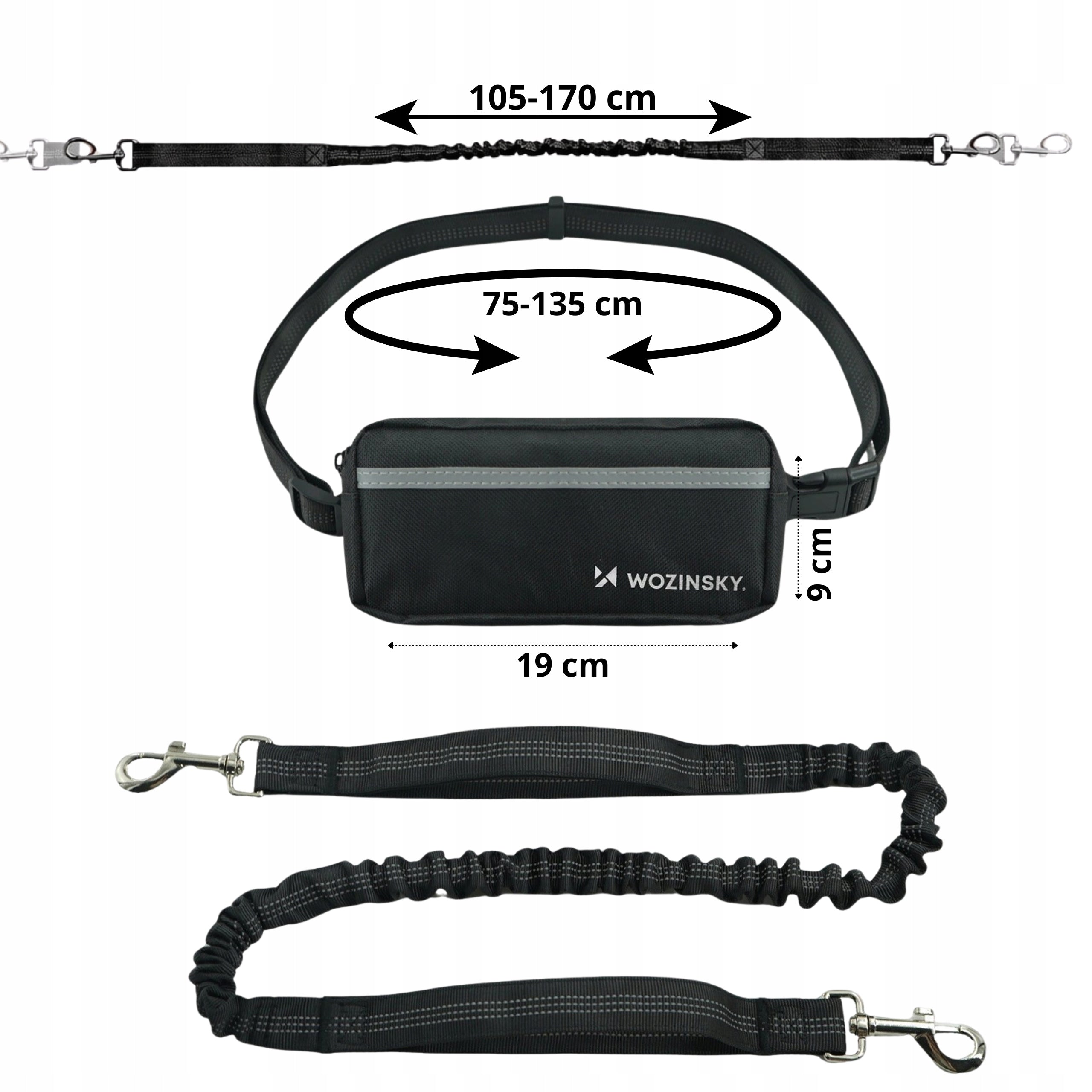 HIP BELT FOR RUNNING WITH DOG LEASH ELASTIC SACHET TREKKING BELT Manufacturer code 5907769384974