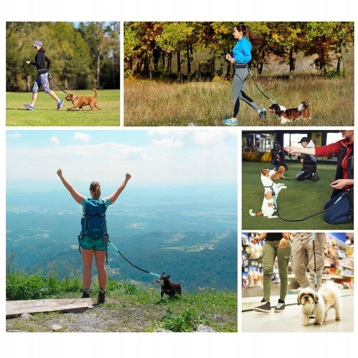 HIP BELT FOR RUNNING WITH DOG LEASH ELASTIC SACHET TREKKING BELT Packaging status original