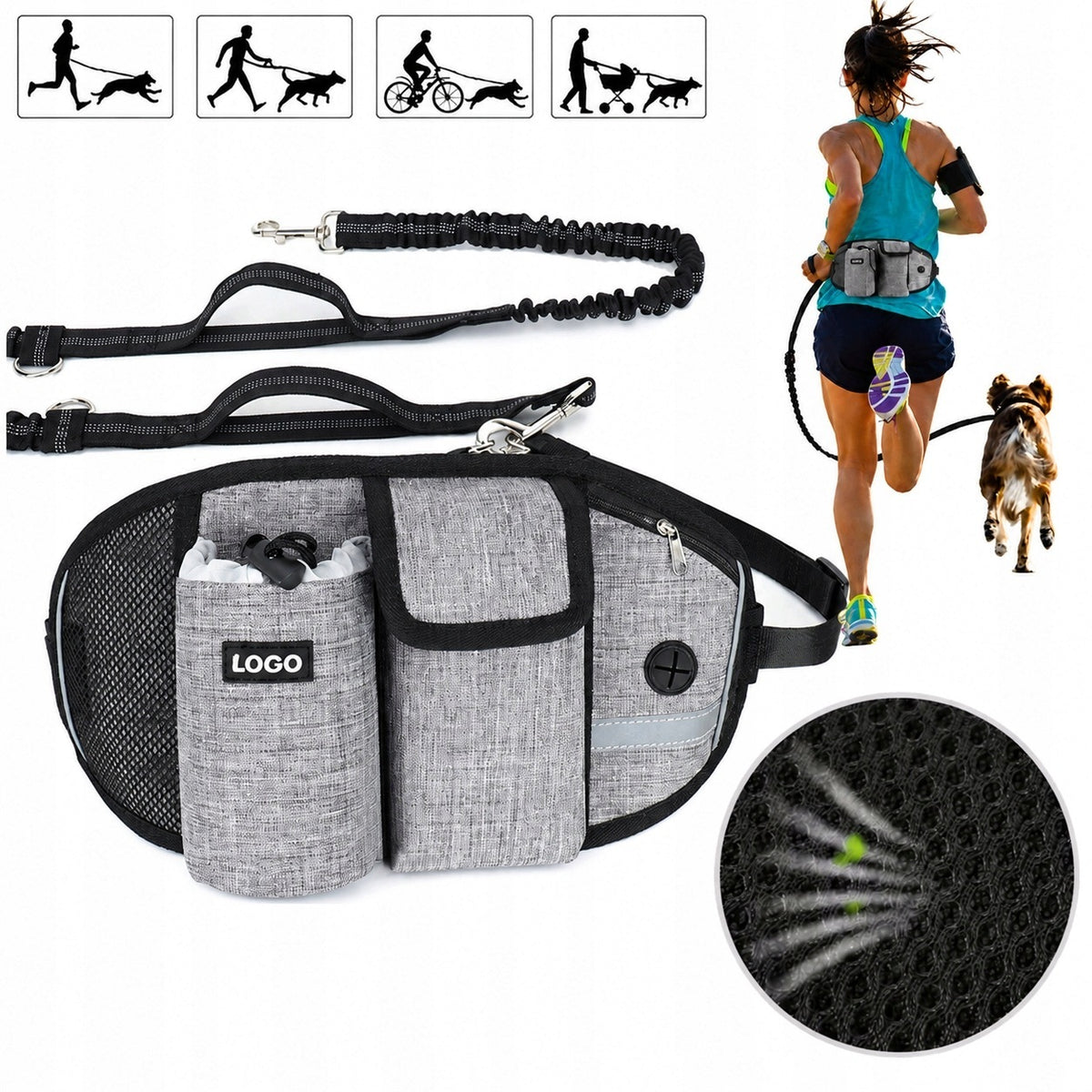 HIP BELT WITH DOG LEASH FOR RUNNING HQ 2,5m very