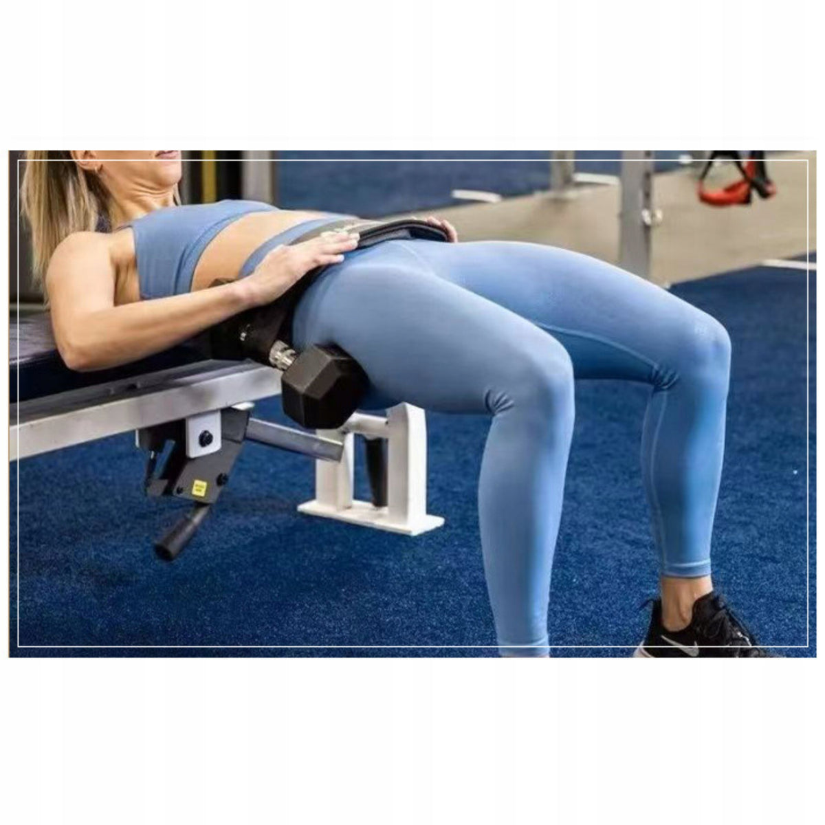 HIP THRUST TRAINING EXERCISE BELT WITH DUMBBELLS WITHOUT BARBELL FITNESS HOUSE Color black