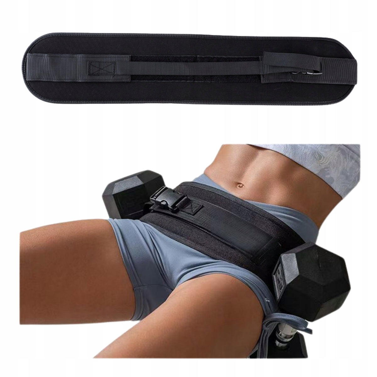 HIP THRUST TRAINING EXERCISE BELT WITH DUMBBELLS WITHOUT BARBELL FITNESS HOUSE
