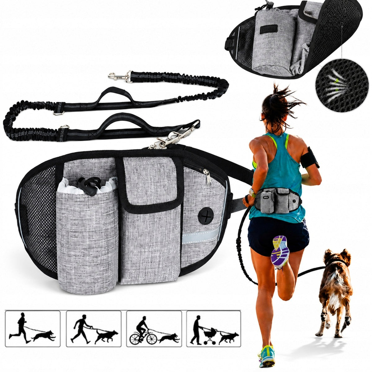HIP WITH DOG LEASH FOR RUNNING HQ 2,5m very