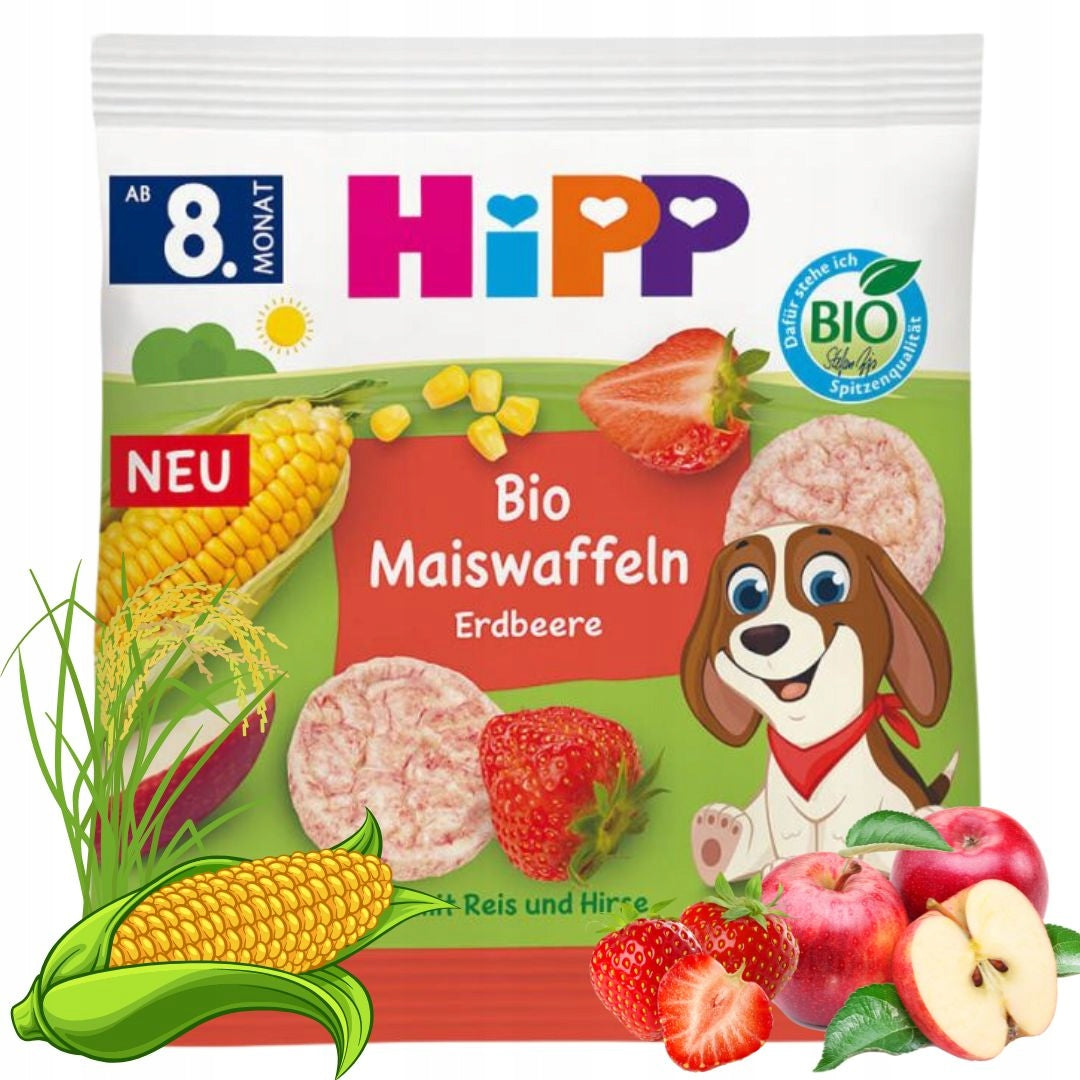 HIPP BIO CORN WAFERS MILLET STRAWBERRY CRISPS WITHOUT GLUTEN 8m