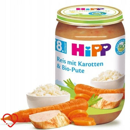 HIPP BIO TURKEY WITH RICE AND CARROTS 220G DINNER FOR CHILDREN FROM 8 MONTHS