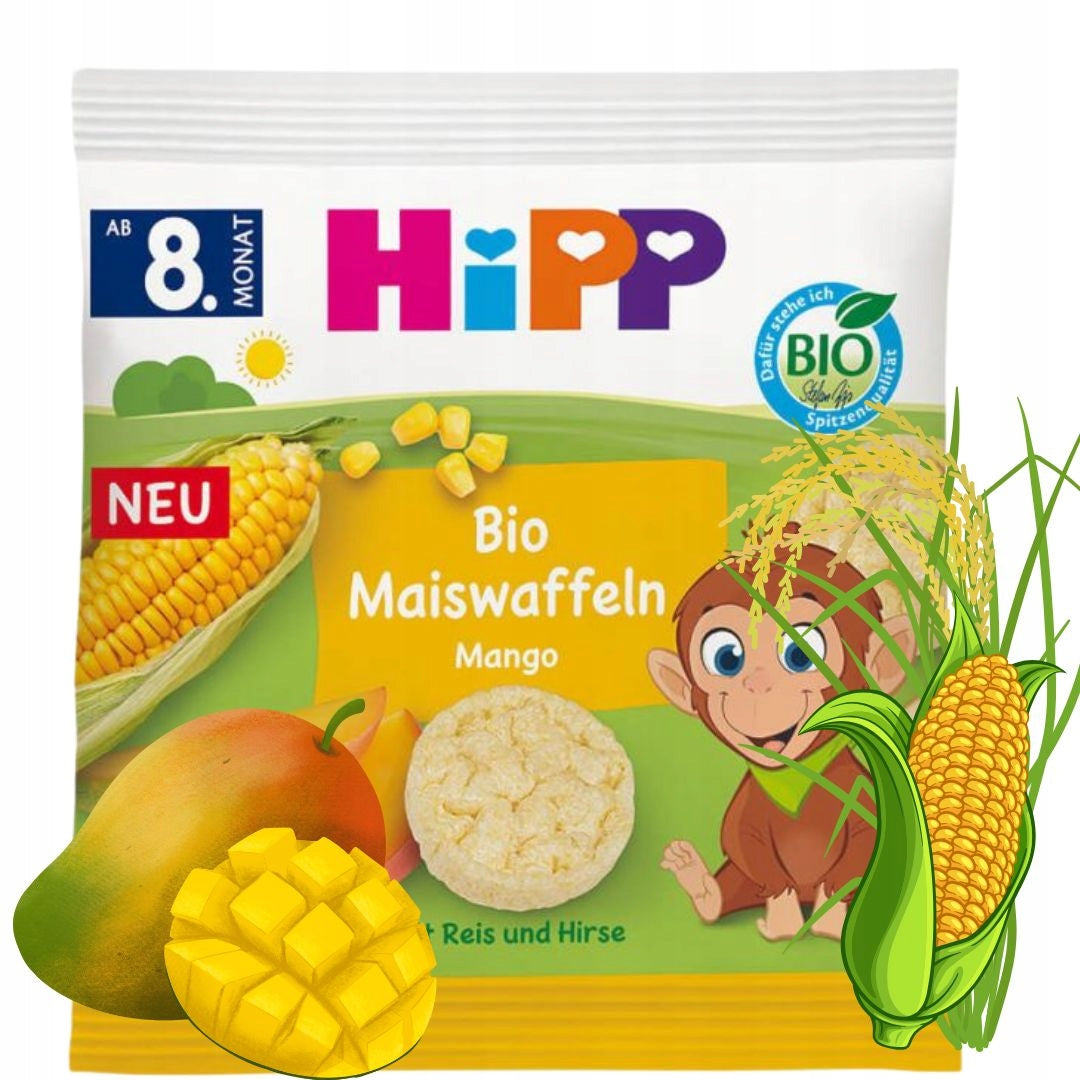 HIPP BIO WAFERS CORN MANGO GLUTEN FREE CRISPS FROM GERMANY