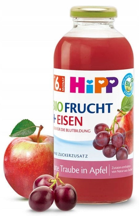 HIPP JUICE FRUIT WITH IRON 6m 500ml APPLE GRAPES WITHOUT SUGAR