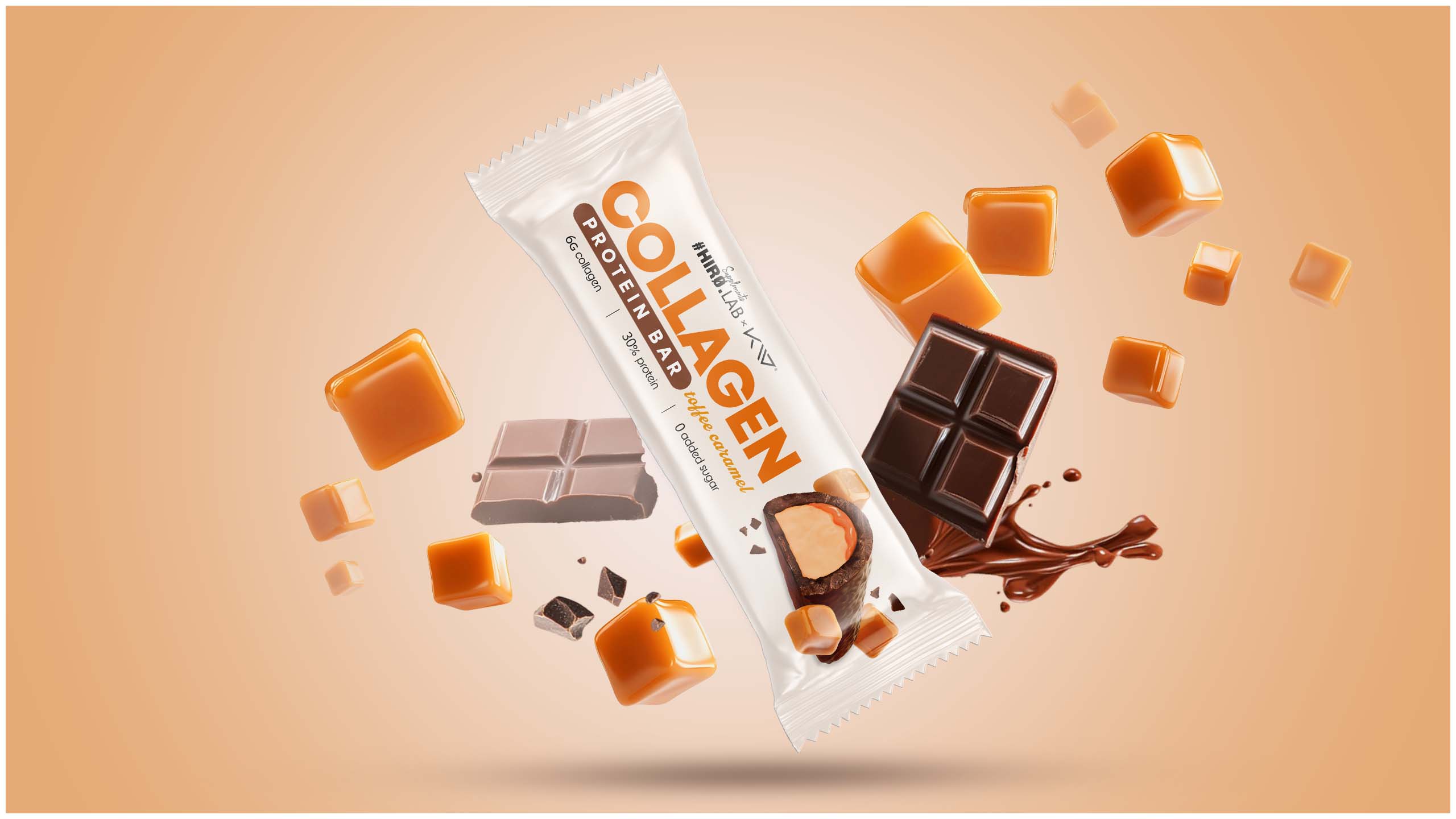 HIRO.LAB COLLAGEN BAR 50G TOFFEE 6G COLLAGEN 30% PROTEIN 0 SUGAR Expiration date at least six months from the date of purchase