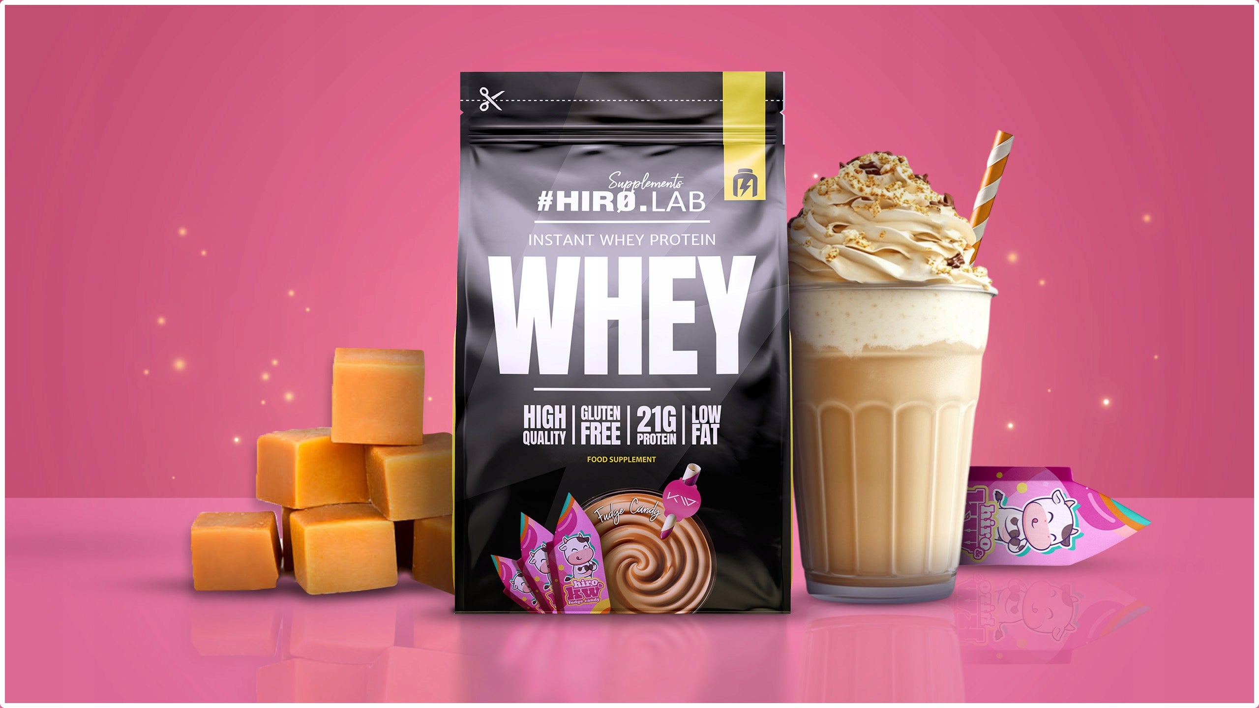 HIRO.LAB INSTANT WHEY PROTEIN 750G PROTEIN - FUDGE CANDY Brand HIRO.LAB