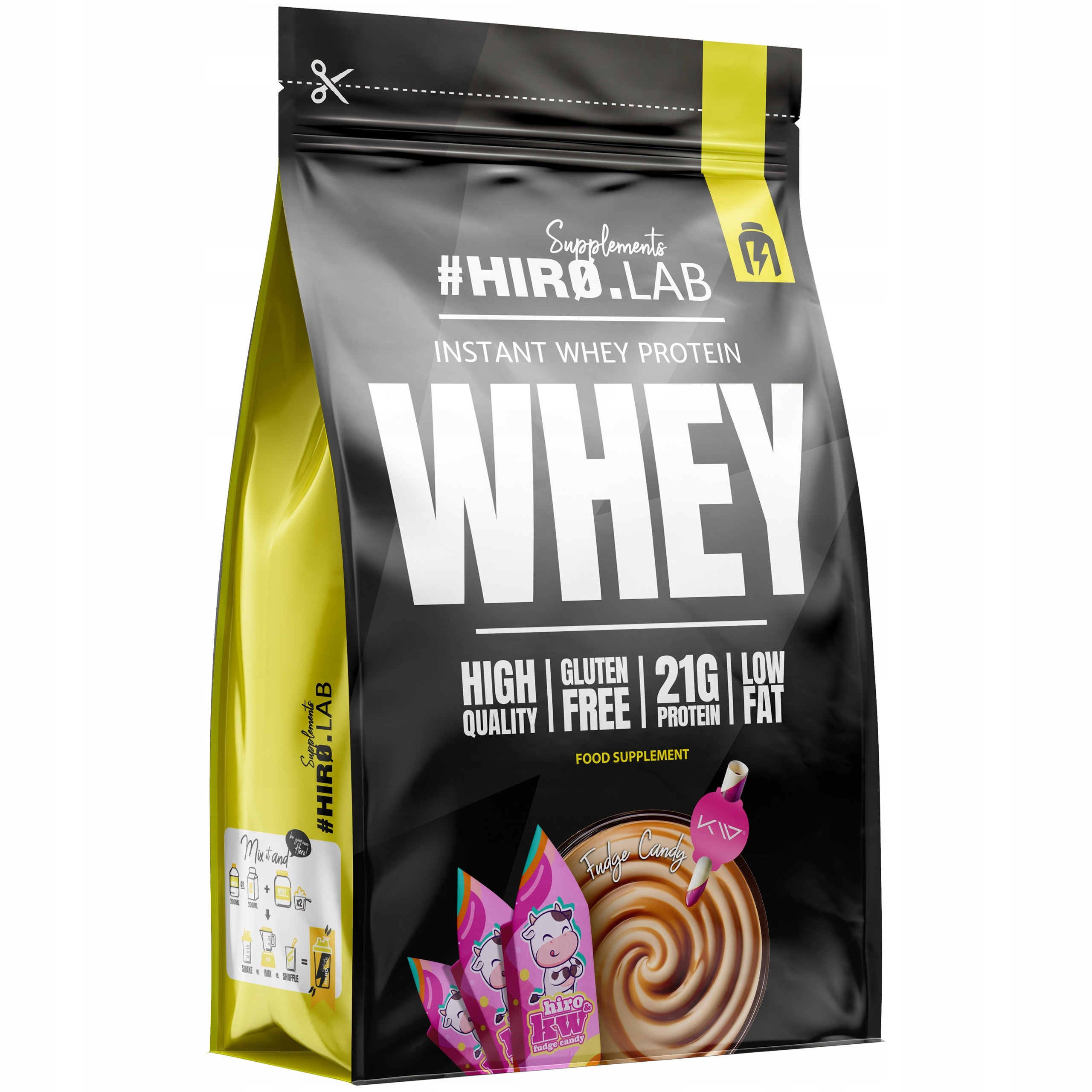 HIRO.LAB INSTANT WHEY PROTEIN 750G PROTEIN - FUDGE CANDY Expiration date at least 3 months from the date of purchase
