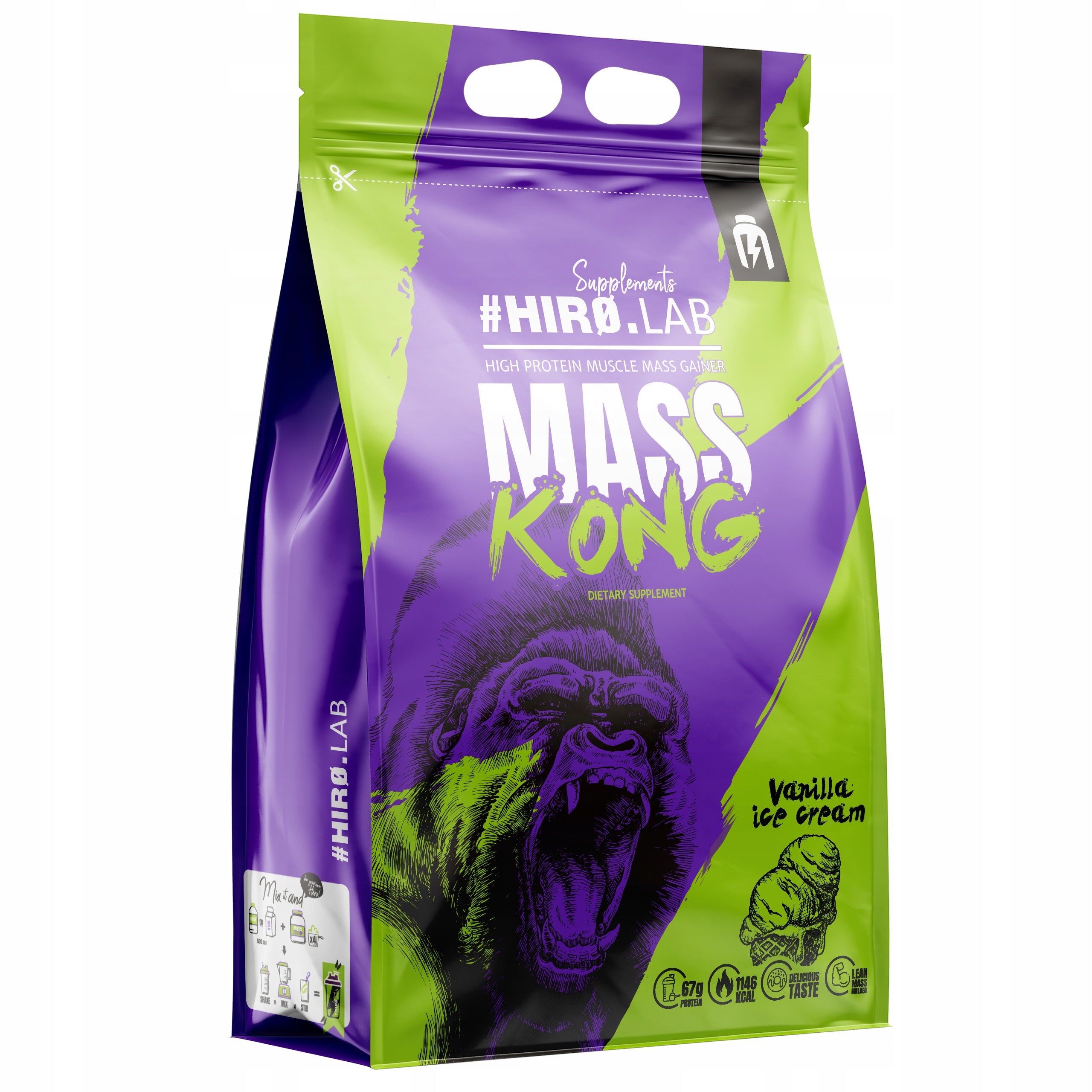 HIRO.LAB Mass Kong gainer for mass vanilla ice cream 3000 g