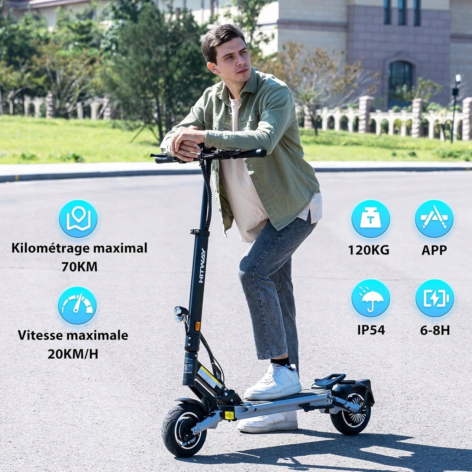 HITWAY H6 Electric Scooter Folding 500W Motor Range 70KM 15.6Ah 48V Battery Brand Hitway