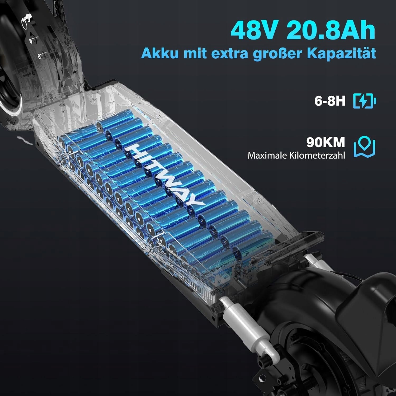 HITWAY H9PRO Electric Scooter Height Adjustable 500W Range 100KM 20.8Ah 48V Model H9-ABE