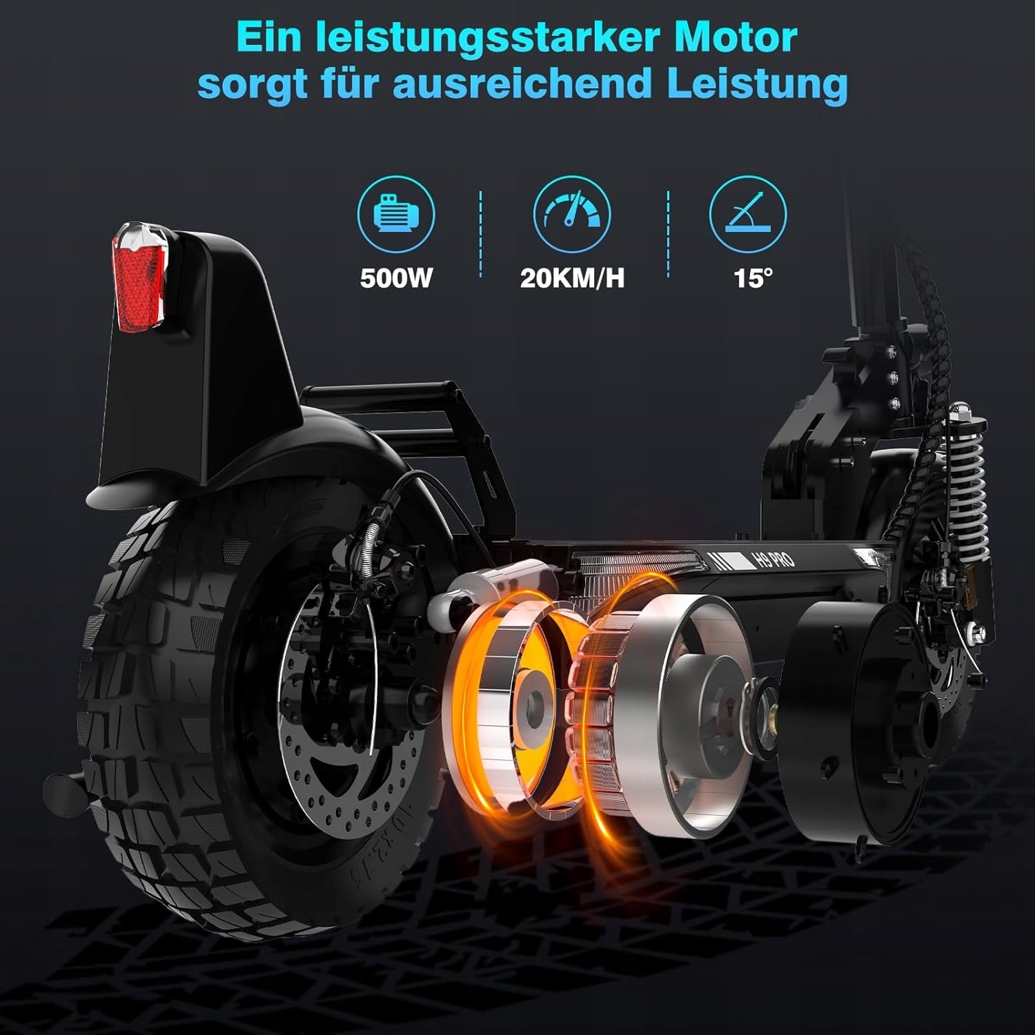 HITWAY H9PRO Electric Scooter Height Adjustable 500W Range 100KM 20.8Ah 48V Weight 24.1 kg