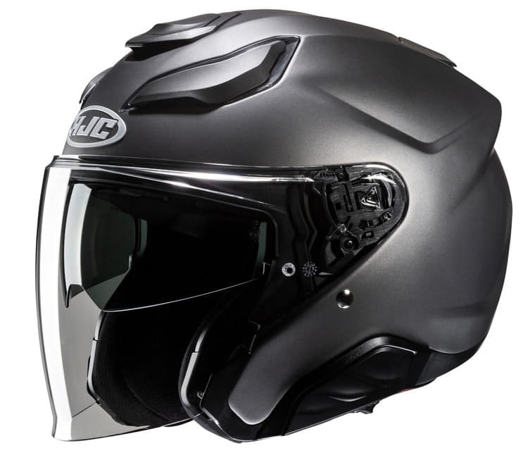 HJC F31 MOTORCYCLE HELMET JETT SOLID SEMI FLAT TITANIUM L