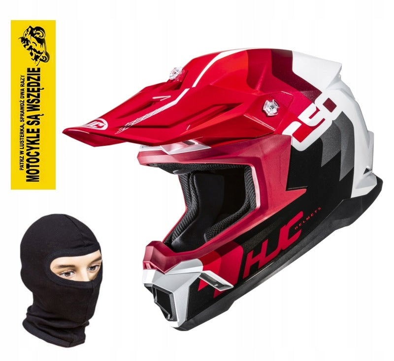 HJC HELMET CROSS ENDURO C50 PRIMAL RED WHITE M + FREEBIES