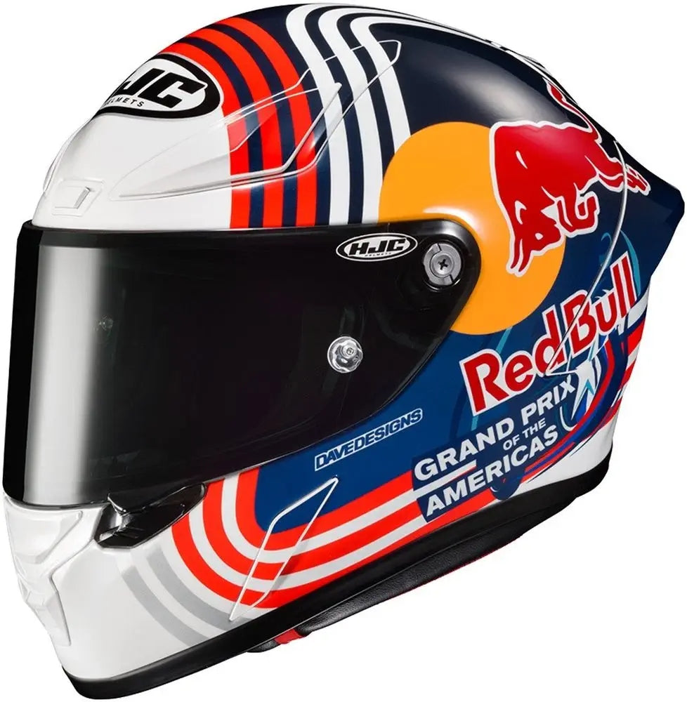 HJC RPHA 1 Red Bull Austin GP Helmet White/Blue/Red size L