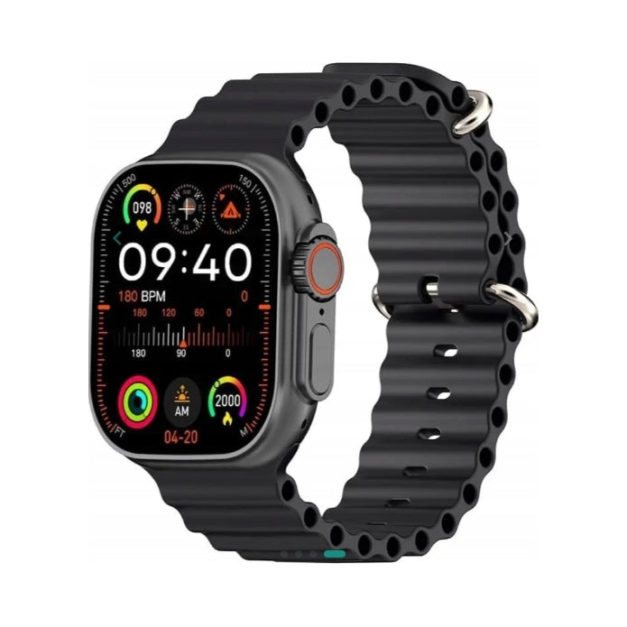 HK 10 Ultra 3 Smartwatch - Czarny z gumową paską, wodoodporny, Bluetooth