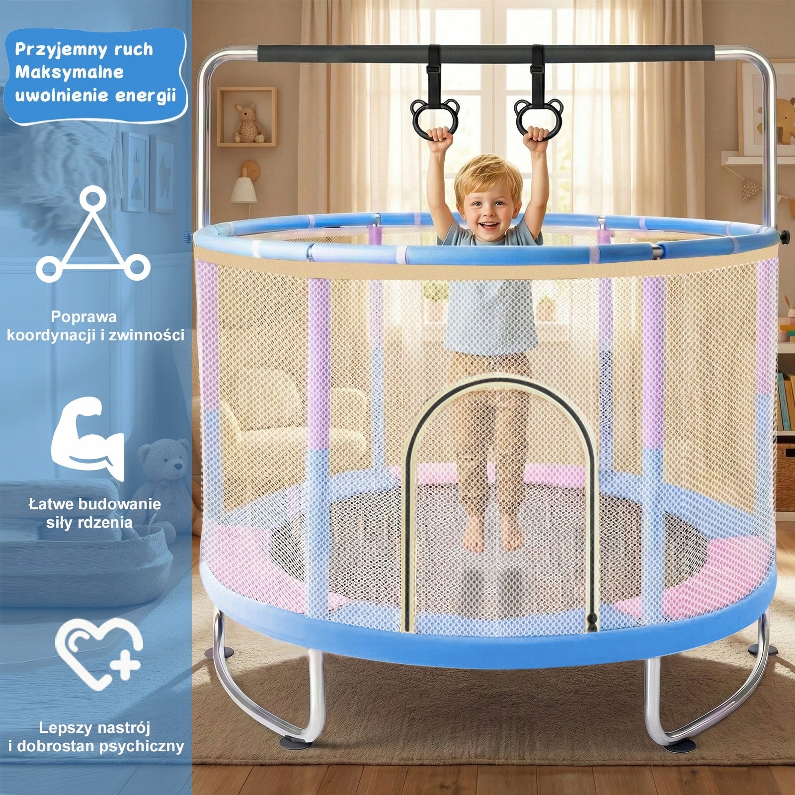 HLC Children's Trampoline Safe With Mesh And Foam For Interior And Garden Manufacturer code HLC