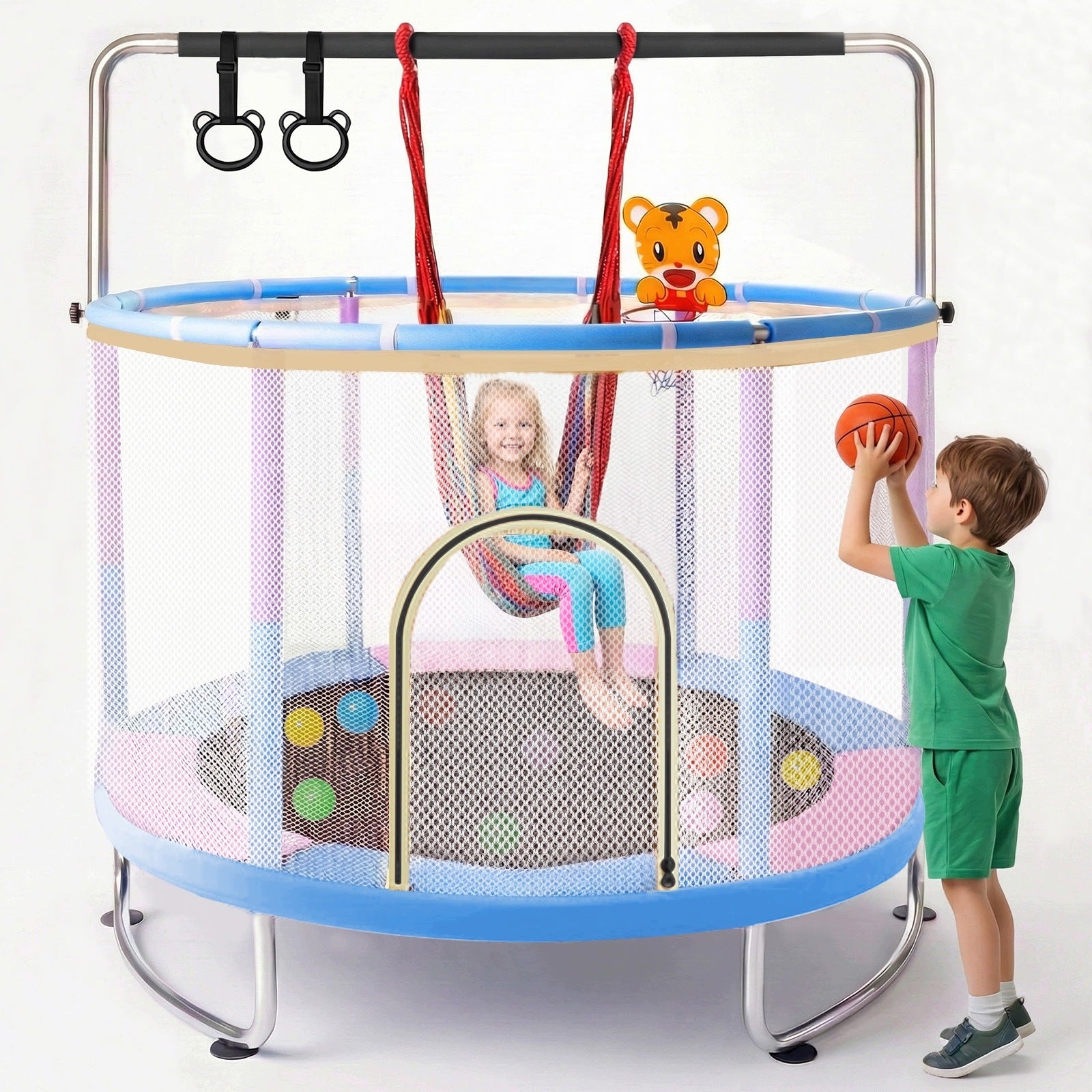 HLC Children's Trampoline Safe With Mesh And Foam For Interior And Garden