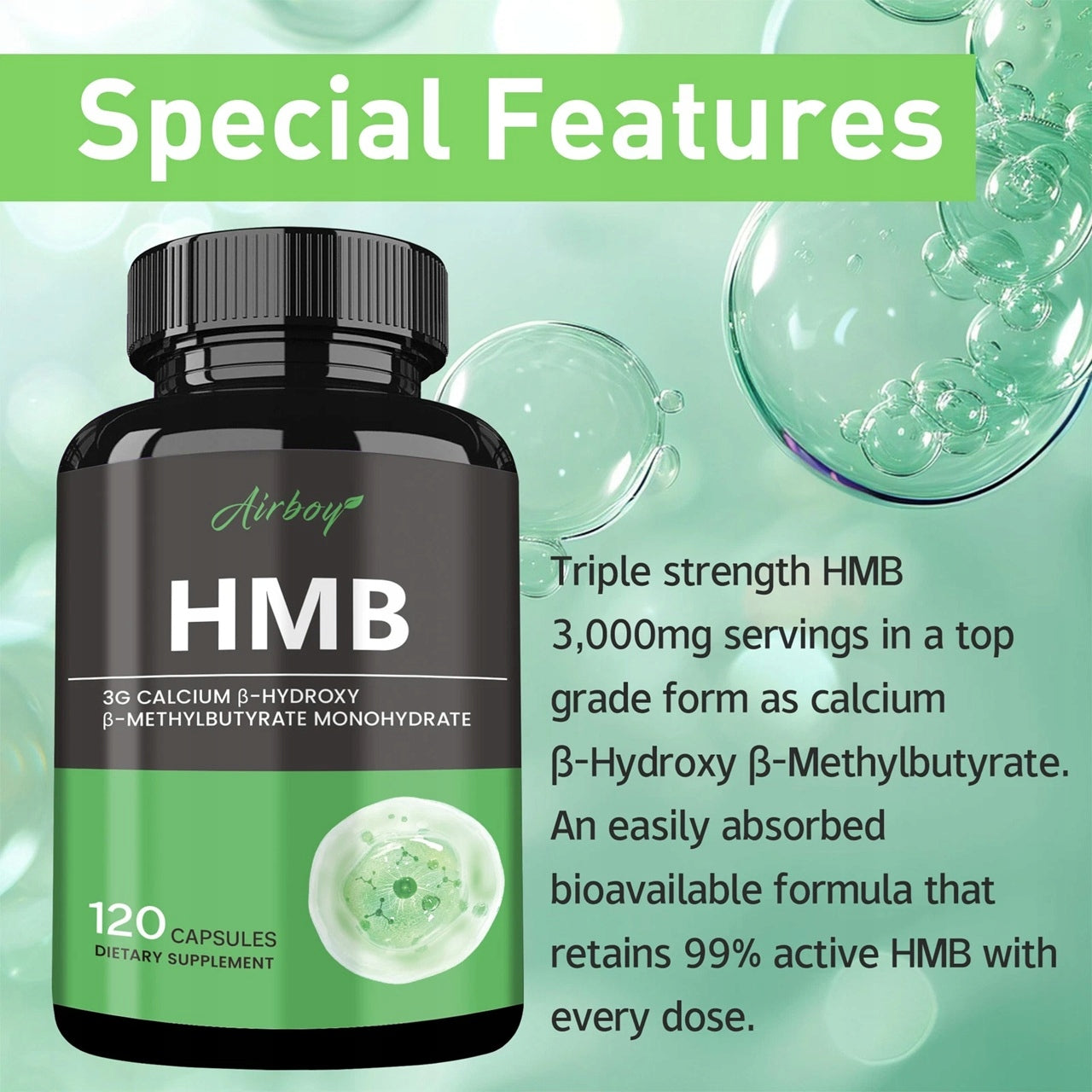 HMB 3000 mg capsules – fat burner, muscle strength and endurance, improve Expiration date at least 1 year from the date of purchase