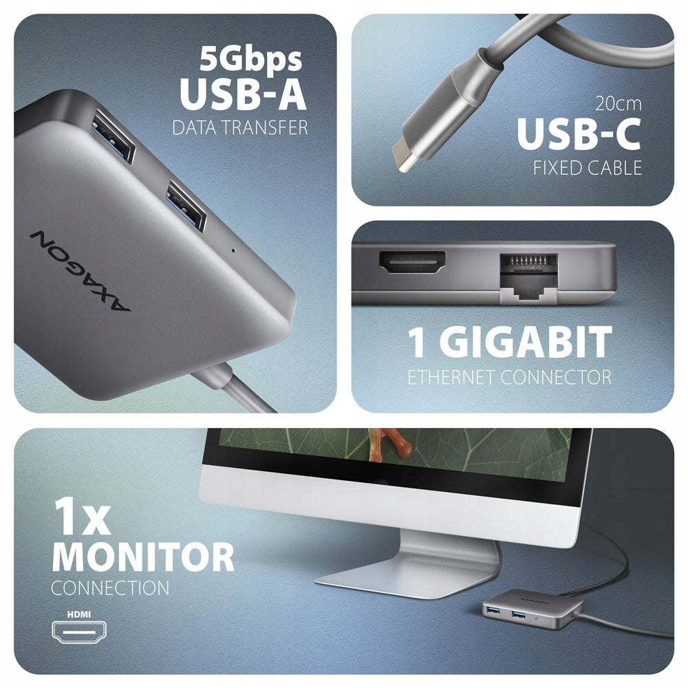 HMC-5HL Multiport Hub 2x USB-A, 4K HDMI,,,, Manufacturer Axagon
