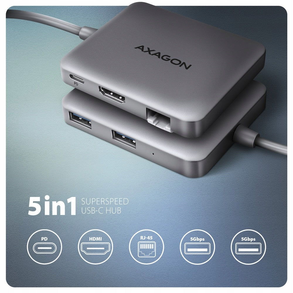 HMC-5HL Multiport Hub 2x USB-A, 4K HDMI,,,, Manufacturer code HMC-5HL