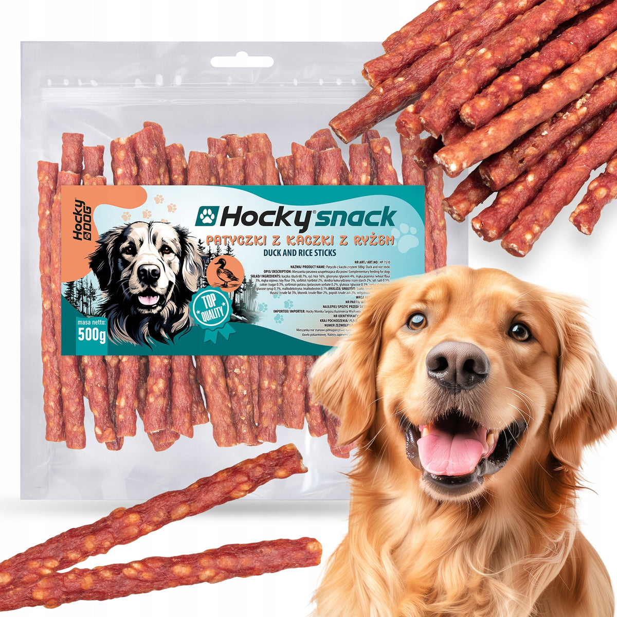 HOCKY Natural Treat Dog Treat Duck Sticks with Rice 500g