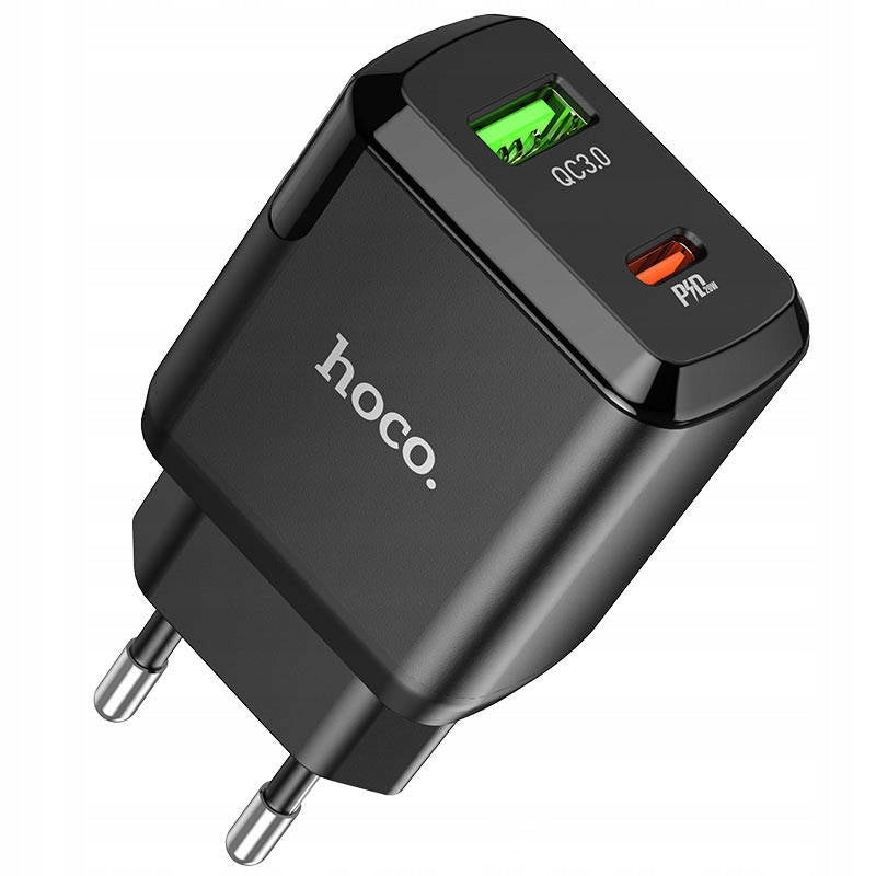 Ladegerät Hoco N5 USB Quick Charge 3.0 + PD 20W (3,1A) + Typ-C-Typ-C, schwarz 
