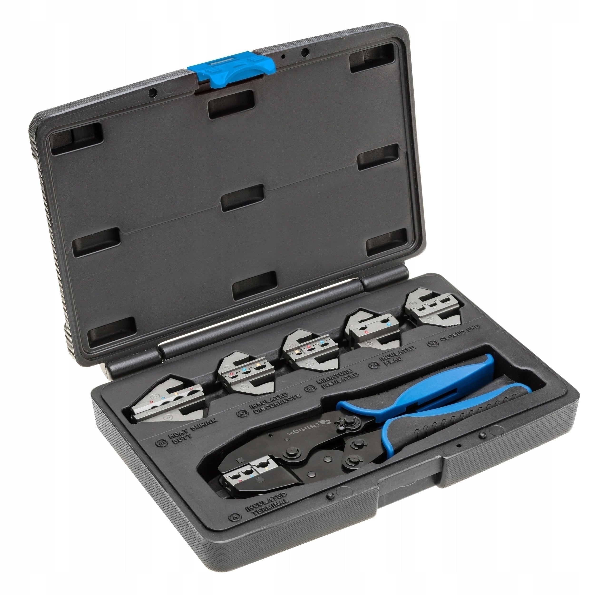 HOEGERT CRIMPING PLIERS WITH REPLACEABLE JAWS 6 EL. SUITCASE HT1P176 Brand Hoegert Technik