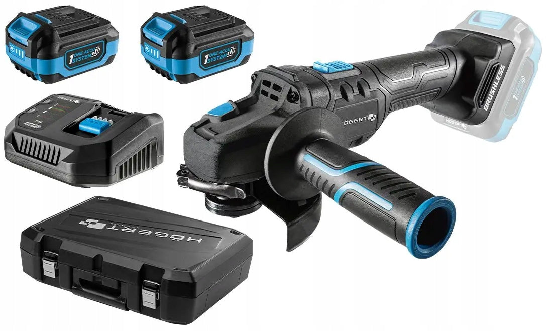 HOGERT Brushless Angle Grinder Set 125 mm 18V 2x Aku. 4Ah