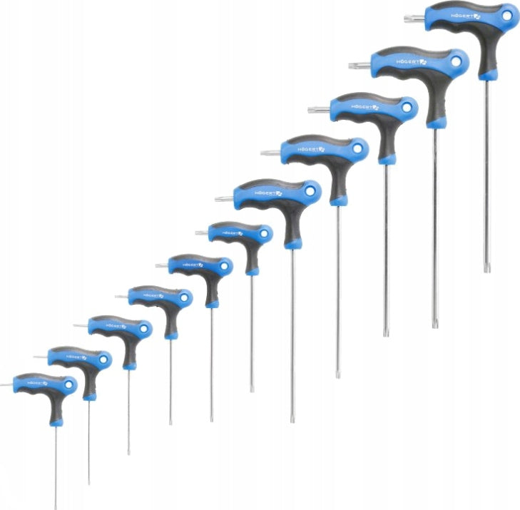HOGERT HT1W881 TORX WRENCH SET type-T long T8-T45 Hogert 10pcs.