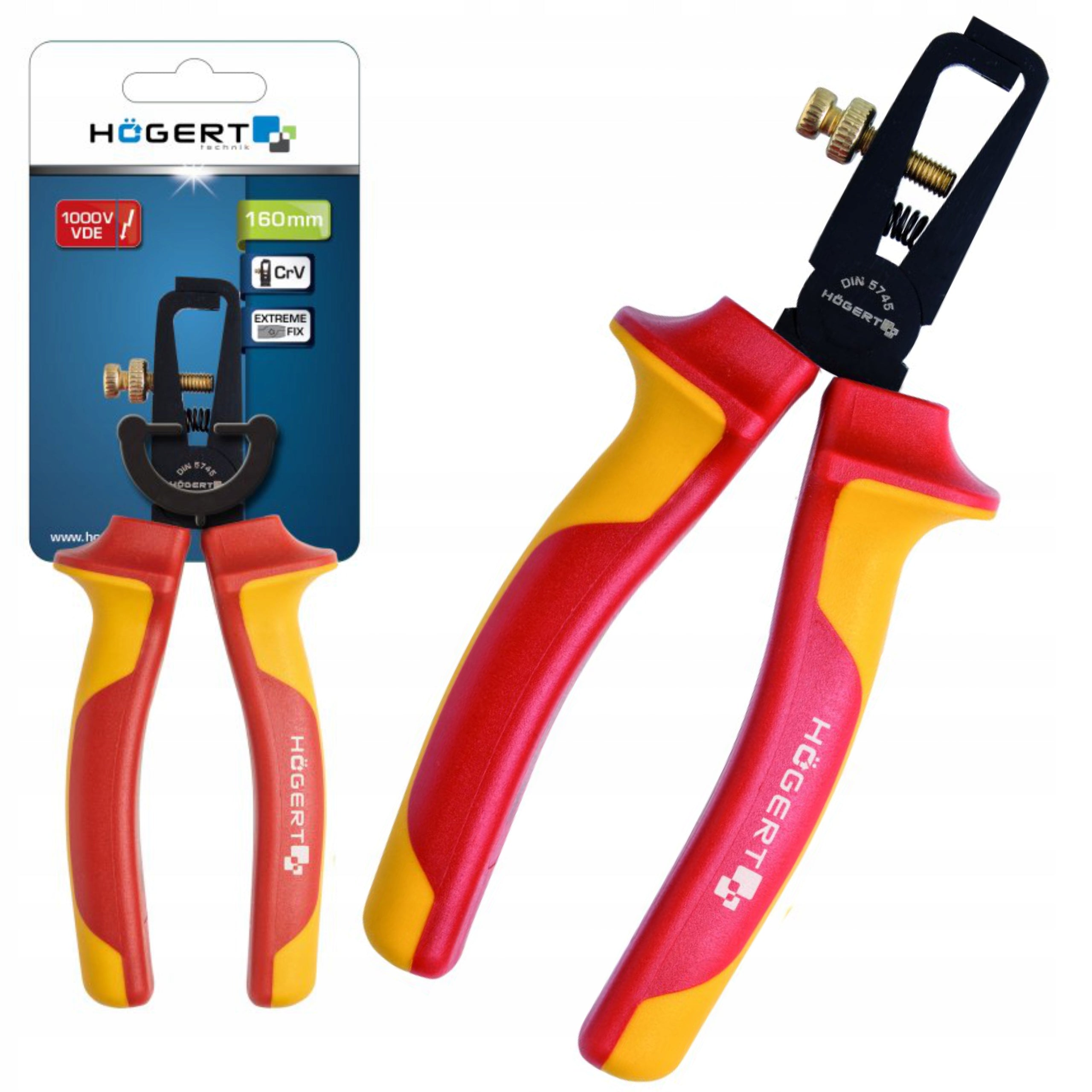HOGERT INSULATION STRIPPER PLIERS 160MM 1000V