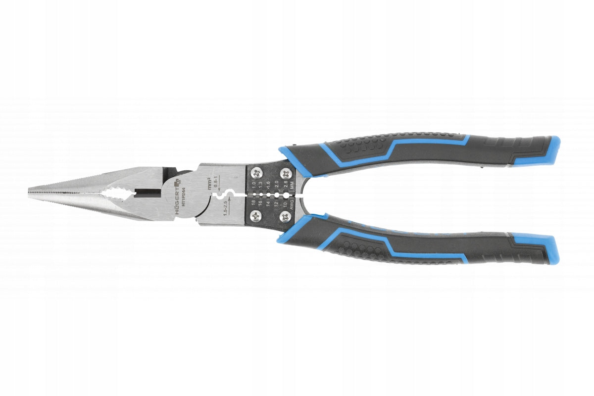 HOGERT MULTIFUNCTIONAL 9in1 ELONGATED PLIERS FOR INSULATION 0,5-2,5mm2 HT1P244 Brand Hoegert Technik