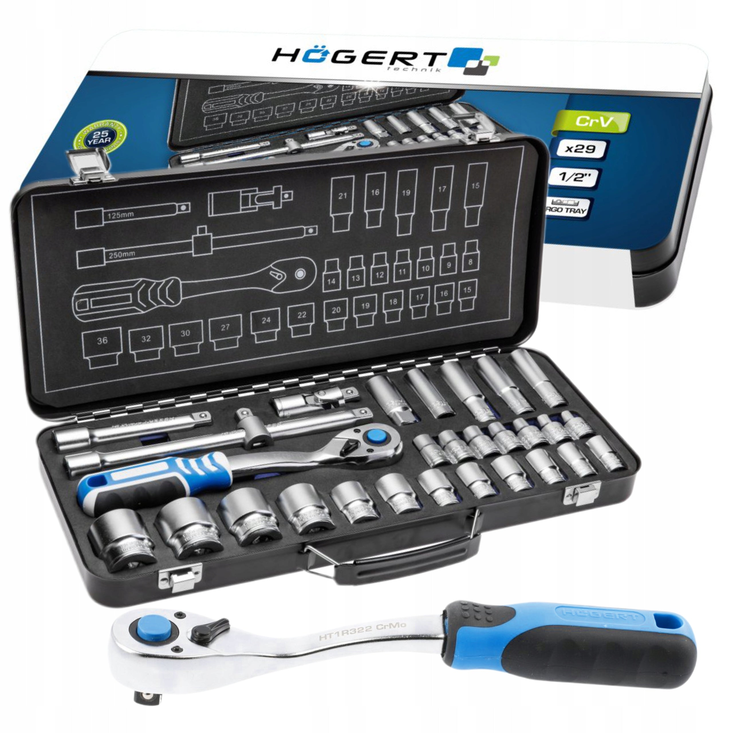 HOGERT RATCHET SOCKET WRENCH TOOL KIT 29PCS