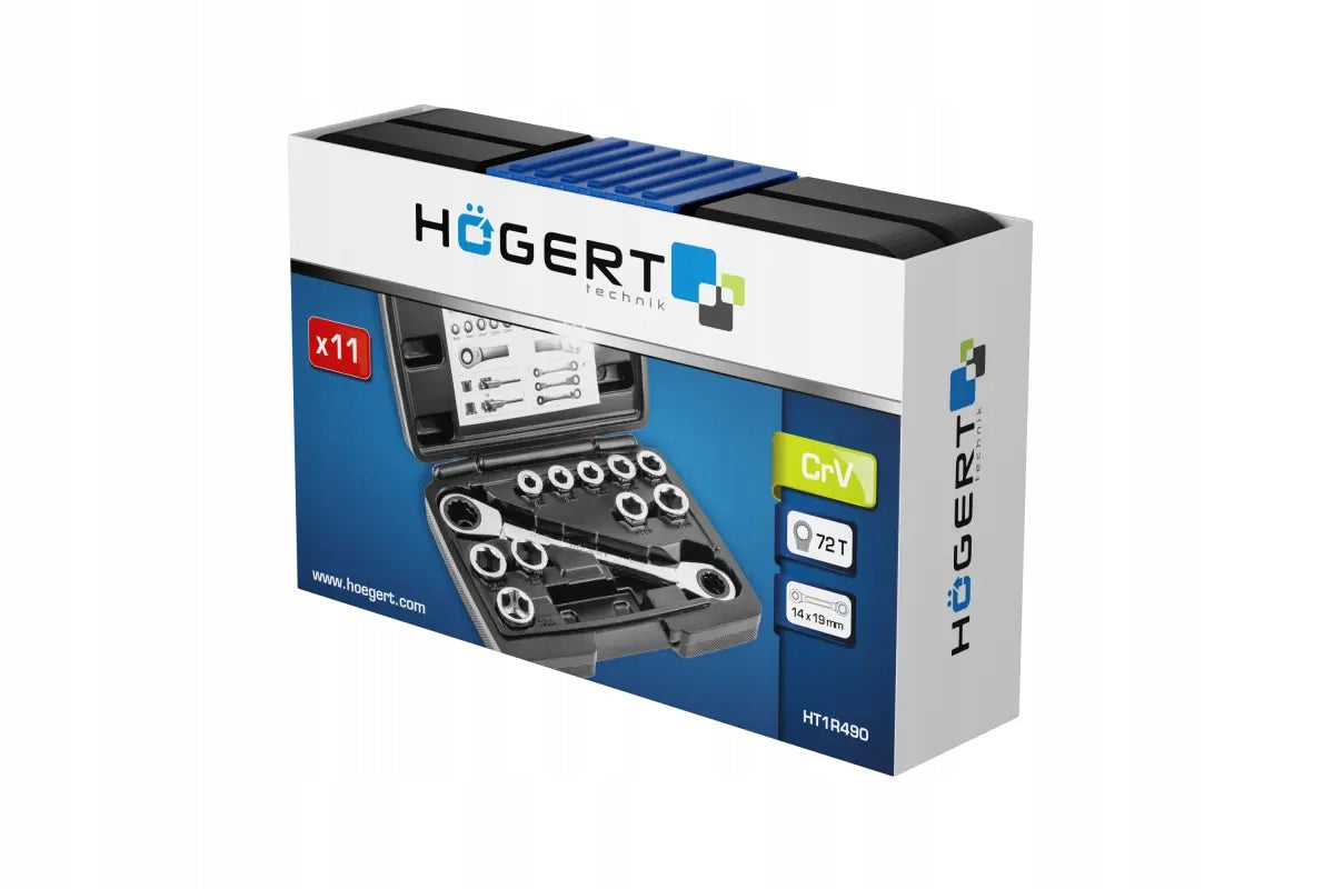 HOGERT Ratchet eye wrench with attachments 11 pcs HT1R490 Manufacturer code HT1R490